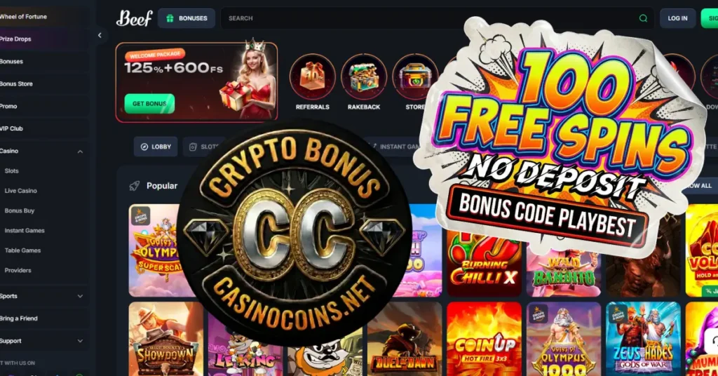 Beef Casino Crypto Bonus – 100 Free Spins No Deposit (Updated 2026)